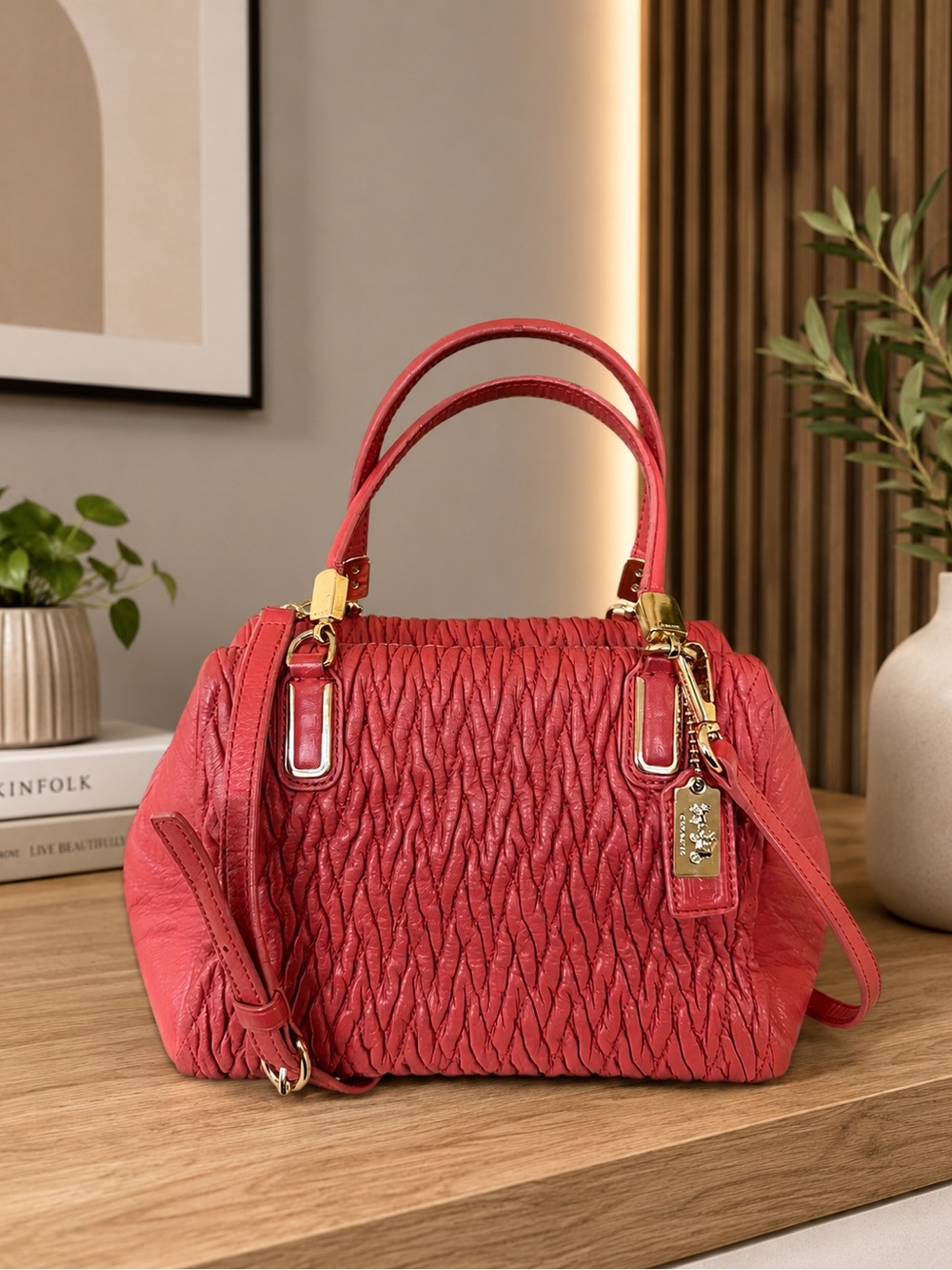 Coach Madison Gathered Leather Twist Satchel / Crossbody
